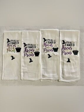 Lot of 4 custom Hocus Pocus Halloween Tea Towels